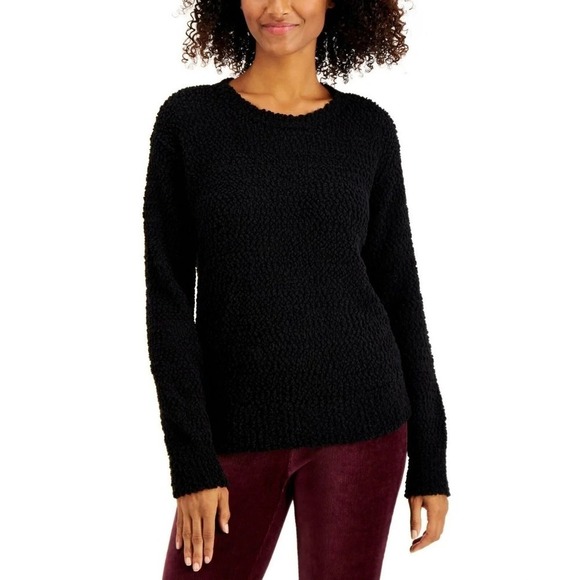 Style & Co Teddy Boucle Chenille Sweater Deep Black PM - Picture 1 of 3